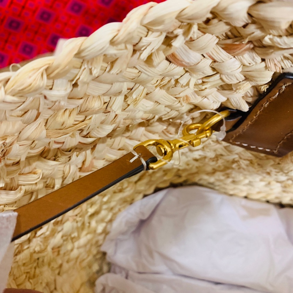 SOLD⛔️Auth.TORY BURCH Straw/leather tote/pouch - Picture 10 of 15